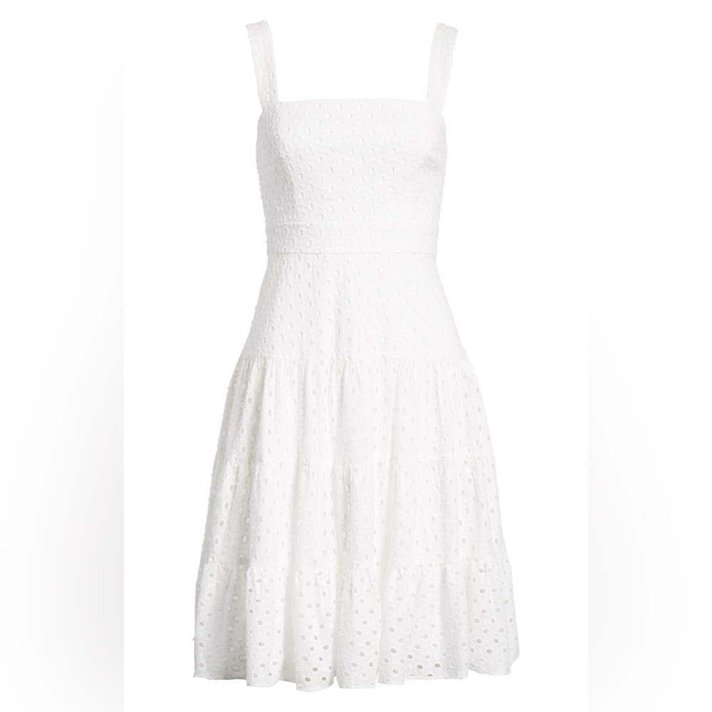 1901 white eyelet fit and flair tiered sundress size 0